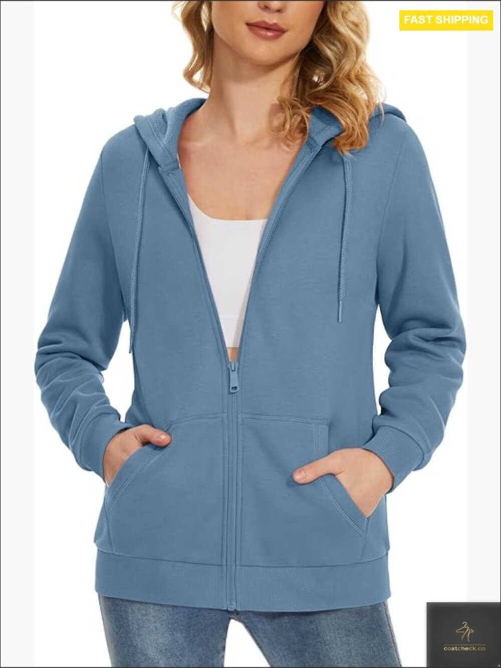 Fleece Lined Full Zip Hoodie Casual Workout Jacket Long Sleeve Sweatshirt with